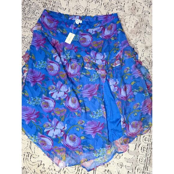 Sundance Women’s Size XXL Blue Floral Asymmetrical Midi Skirt - Picture 1 of 2